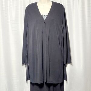 VTG JoSEPHINE CHAUS Black V-neck Long Sleeve Silky Cardigan (XL)